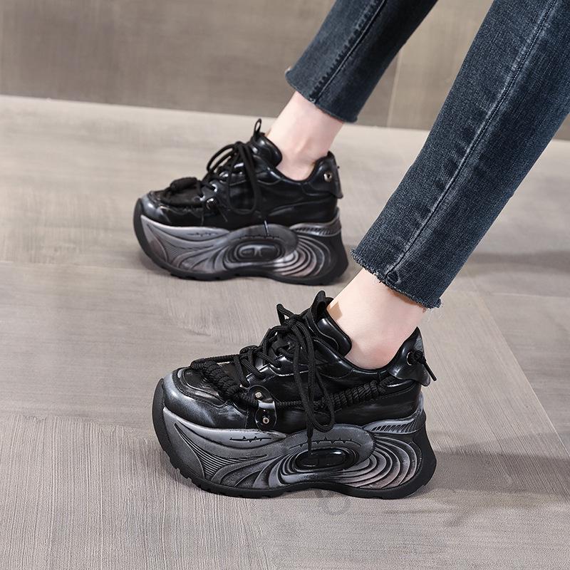 ZDW5587-7 Women's Vintage Distressed Thick Sole Platform Dad Sneakers, Autumn 2024 Collection.