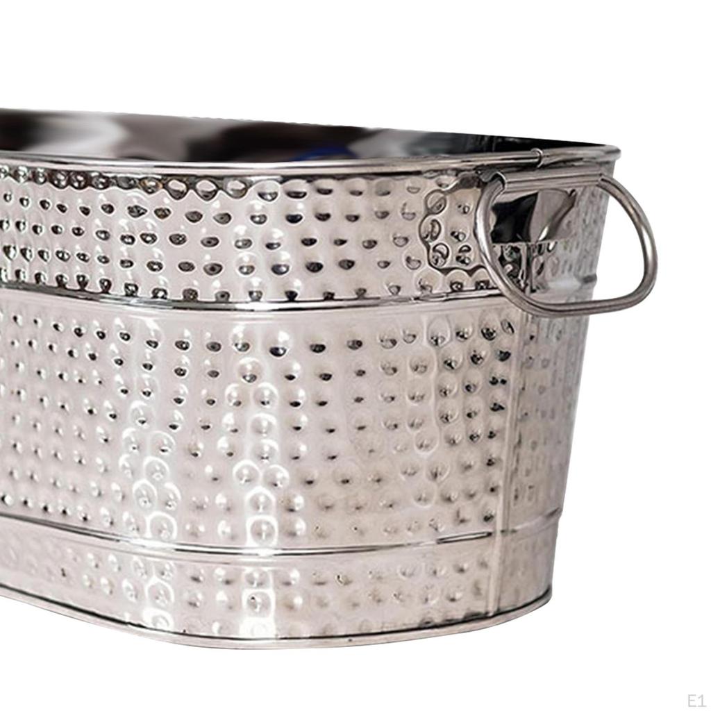 Ice Bucket Galvanized Tub Storage Container Lightweight Beer Buckets for Drinks Champagne
