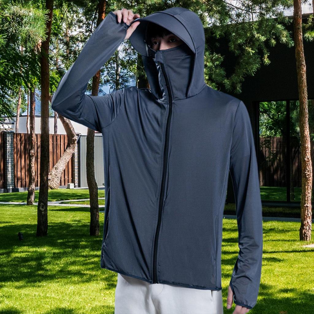 Мужская рубашка с капюшоном и защитой от солнца, охлаждающая мягкая со съемным козырьком, летняя толстовка с капюшоном для рока