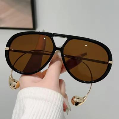 Персонализированные модные солнцезащитные очки Toad Oversized для женщин, пилотные солнцезащитные очки с большой оправой и двойным лучом, популярные винтажные солнцезащитные очки