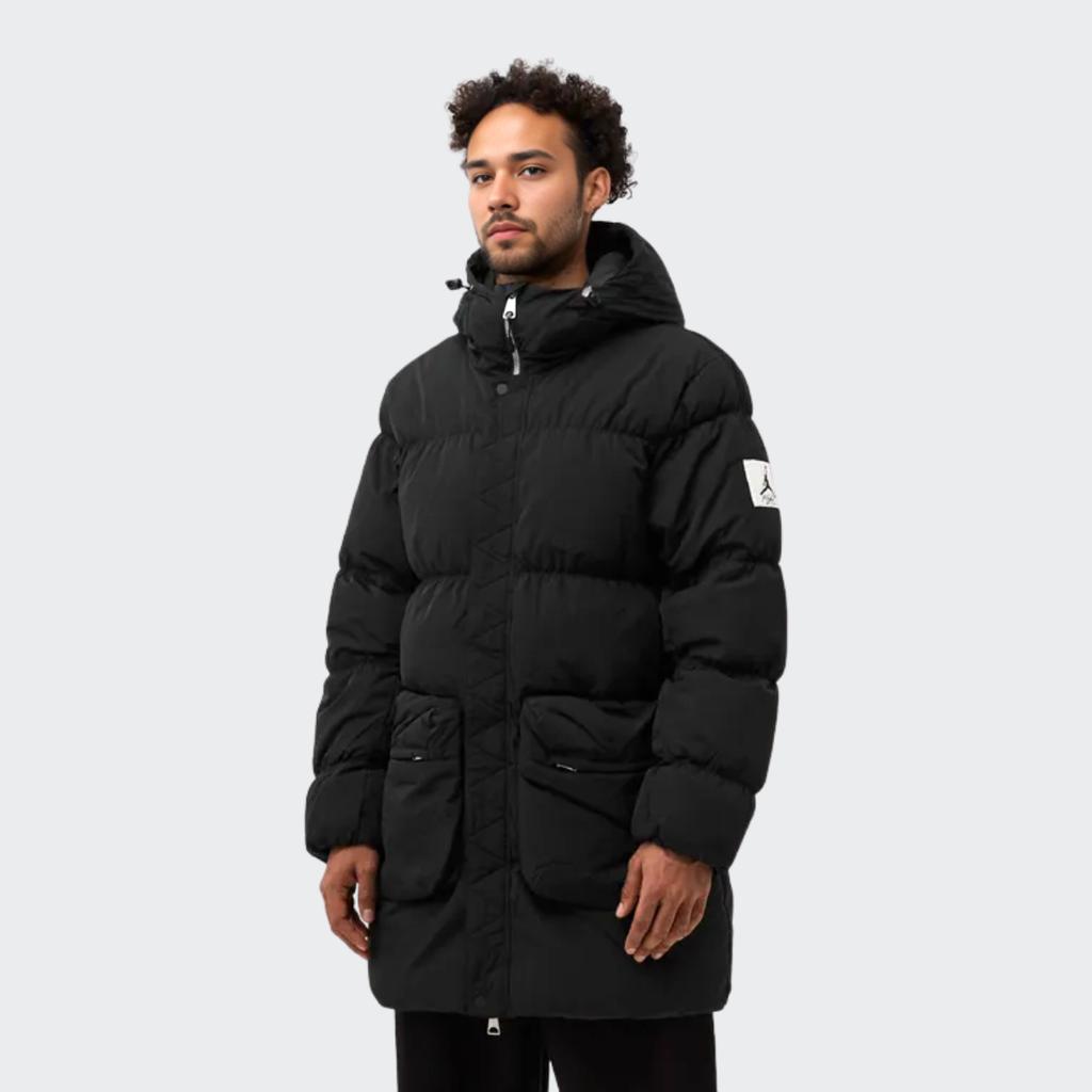 Jordan Сплошной цвет с капюшоном на молнии, водоотталкивающий пуховик, мужская верхняя одежда, черный DQ7347-010
