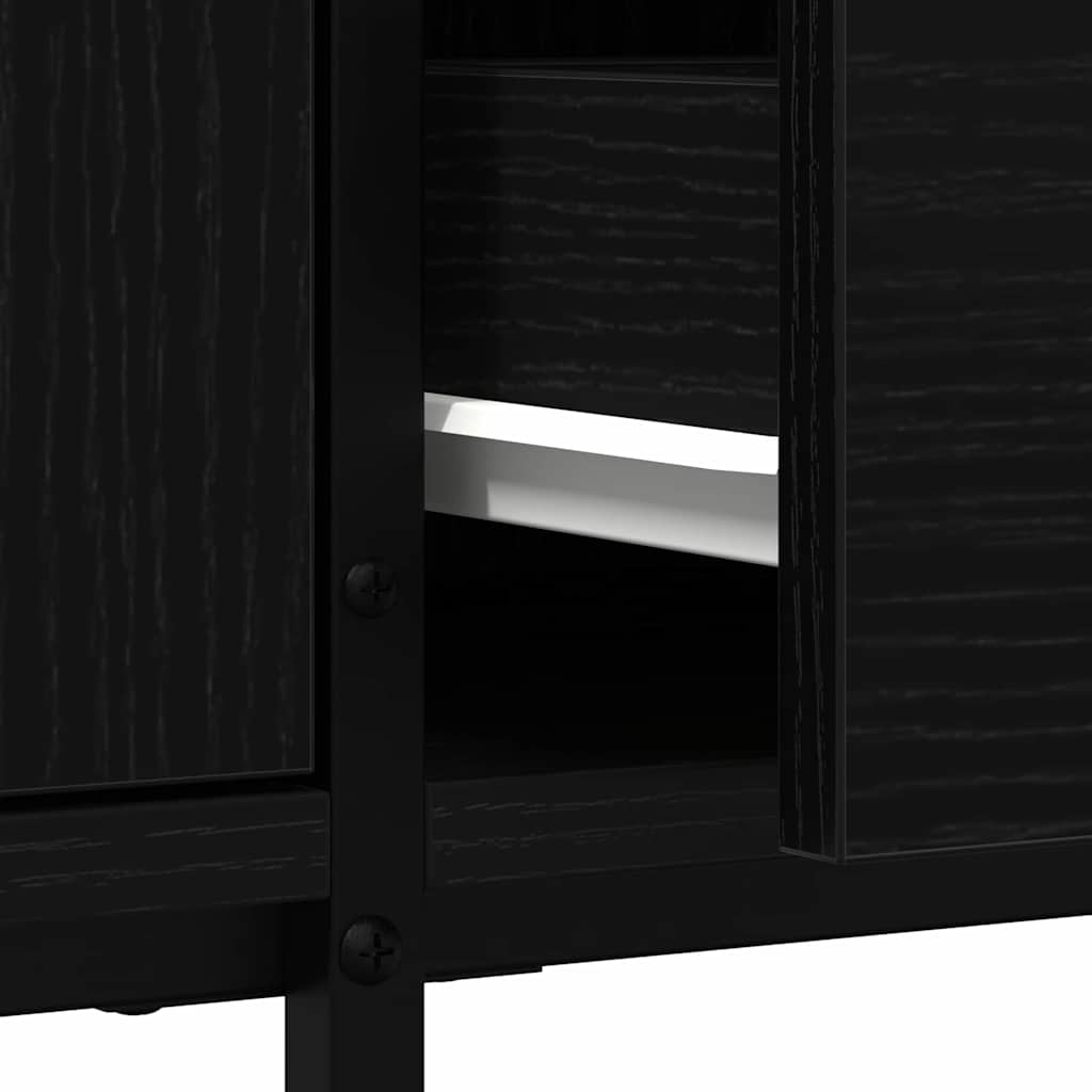TV Cabinet in Black Oak Look 200 x 25 x 44 cm Engineered Wood