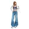 Retro micro-pull jeans women's new spring high-waisted loose-fitting legs and thin versatile wide-leg flared pants