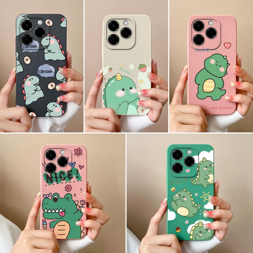 For Infinix Note 40X Zero 40 Hot 50 50i Pro Plus Smart 9 5G 4G Phone Cases Popular Cartoon Dinosaur Cute Style Liquid Silicone Covers For Infinix Capa