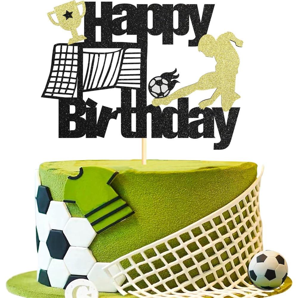 Cake Decorations Supplies Football Birthday Cake Topper, Man Boy Soccer Football Sport Themed Birthday Anniversary