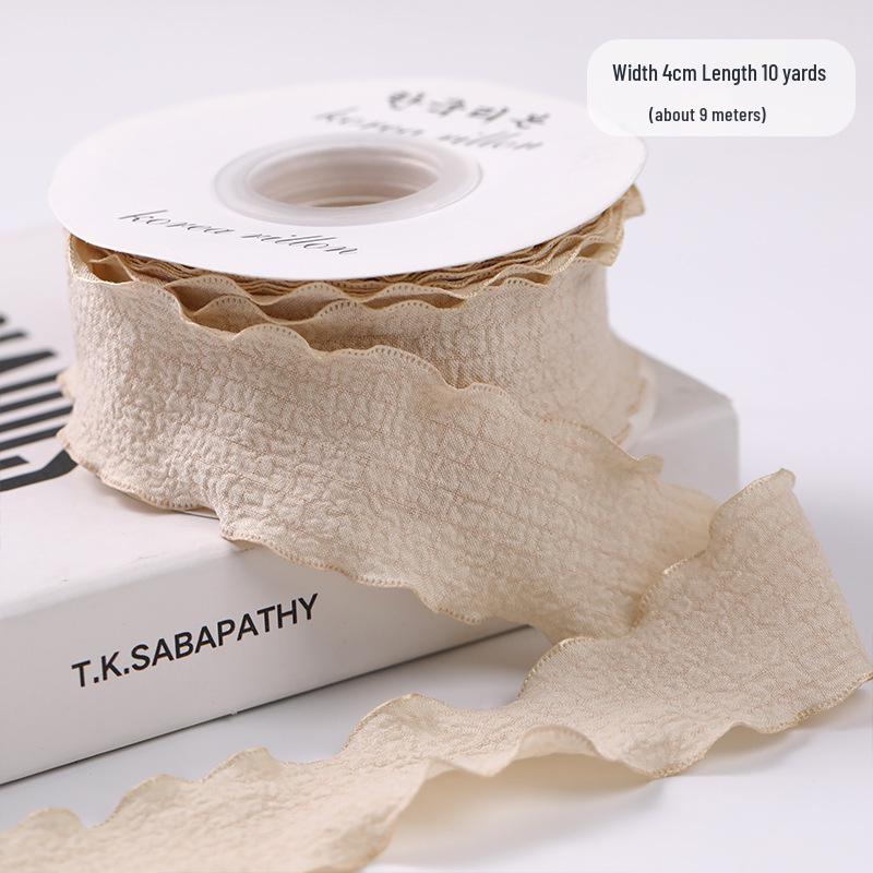 Лента-плиссе в виде листьев лотоса ручной работы длиной 4 см для самостоятельного изготовления цветов для торта и пряжи «рыбий хвост» для льняной упаковки