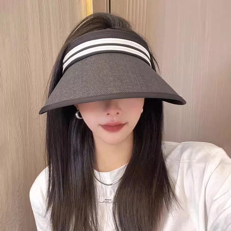 Sunscreen Empty Top Hat Women's New Summer UV Protection Outdoor Cycling Big Eaves Show Face Small Sun Hat