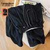 Sibaoshe Women's Fleece-Lined Wide-Leg Drawstring Casual Trousers
