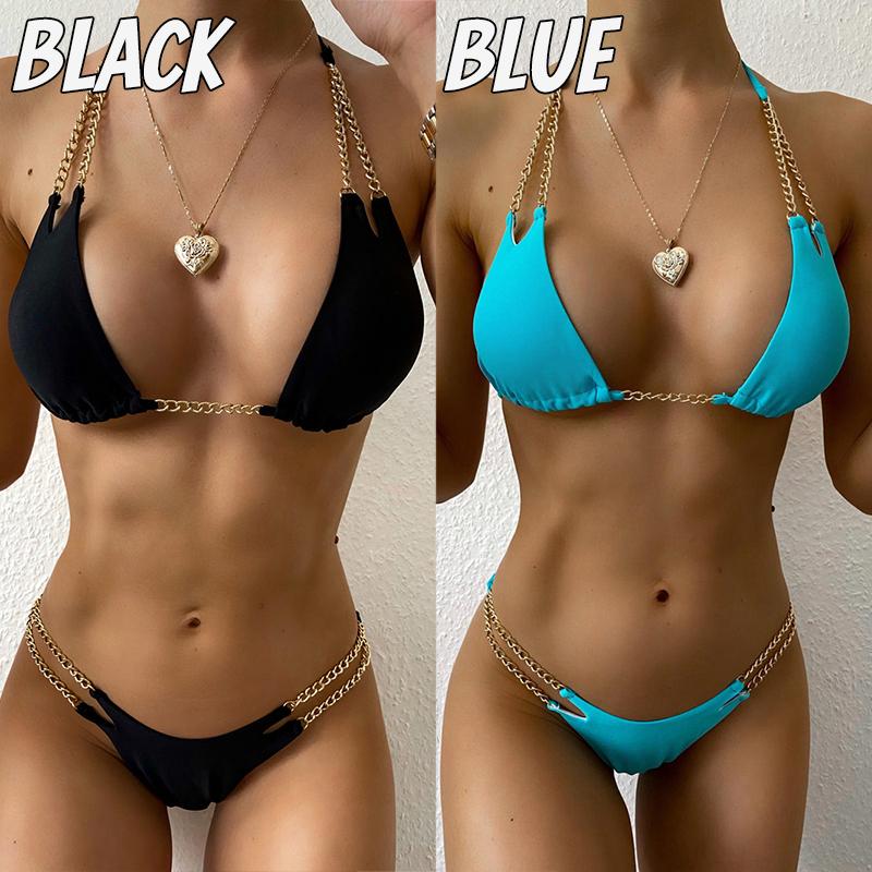Two-Piece Gold Chain Triangle Half Cup Sexy Bikini Women Swimwear Women Swimsuit Padded Bathing Suit