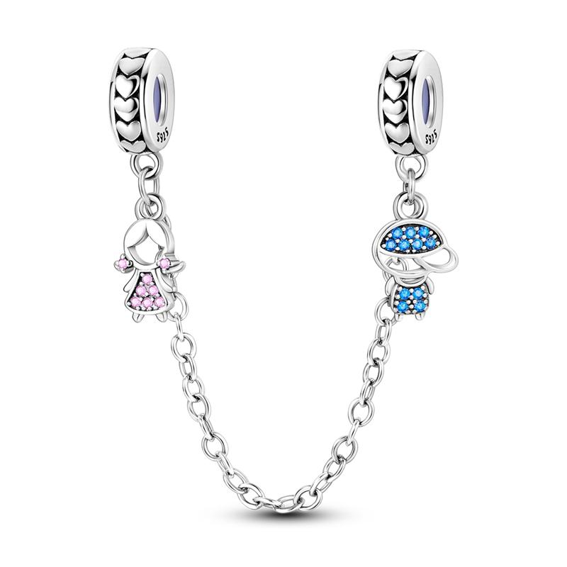 Top Sale Safety Chain 925 Sterling Silver Sun Moon And Stars Safety Chain Fits Pandora Bracelet Fine Women For Fashion Jewelry