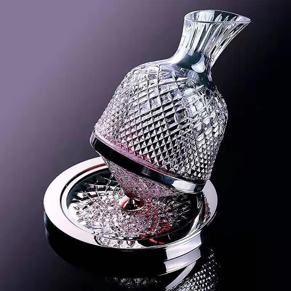 with Base Wine Aerator Thickened Wine Dispenser Crystal Glass 360 Rotating Decanter  Bar