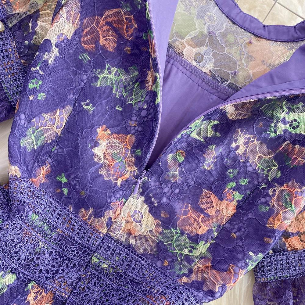 RUGOD Высококачественное темпераментное сетчатое платье с принтом из бисера и вышивкой в ​​форме буквы А, элегантное длинное летнее платье