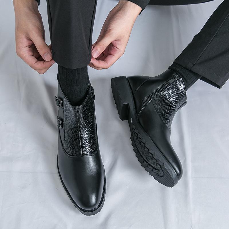 Мужские высокие ботинки Платье Формальные Ретро Коричневые Ботильоны Черные Туфли для Смокинга Свадебные Большой Размер