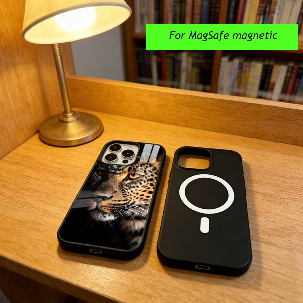 Крутой чехол для телефона с принтом гепарда для iPhone17,16,15,14,13,12,11 Plus,Pro, магнитный с Magsafe, для беспроводной зарядки