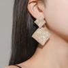 European and American Fashion Exaggerated Geometry Full Diamond Love Earrings Versatile Temperament Diamond Shaped Square Earrings for Women