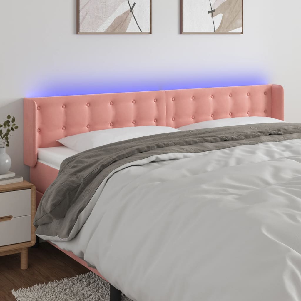 LED Headboard Pink 183x16x78 88 cm Velvet