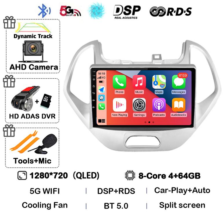 Android 14 Carplay Auto 4G WIFI For Ford FIGO KA 2015 2016 2017 2018 2019 2020 Car Radio Multimedia Stereo Video Player GPS DSP