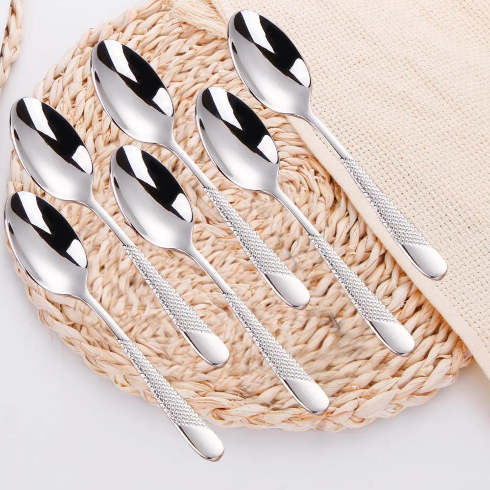 Gold Plated Dinner Spoon Set With Hammered Handle 18-10 Dishwasher Safe Dinning Table Spoon Soup Spoon Cutlery Set