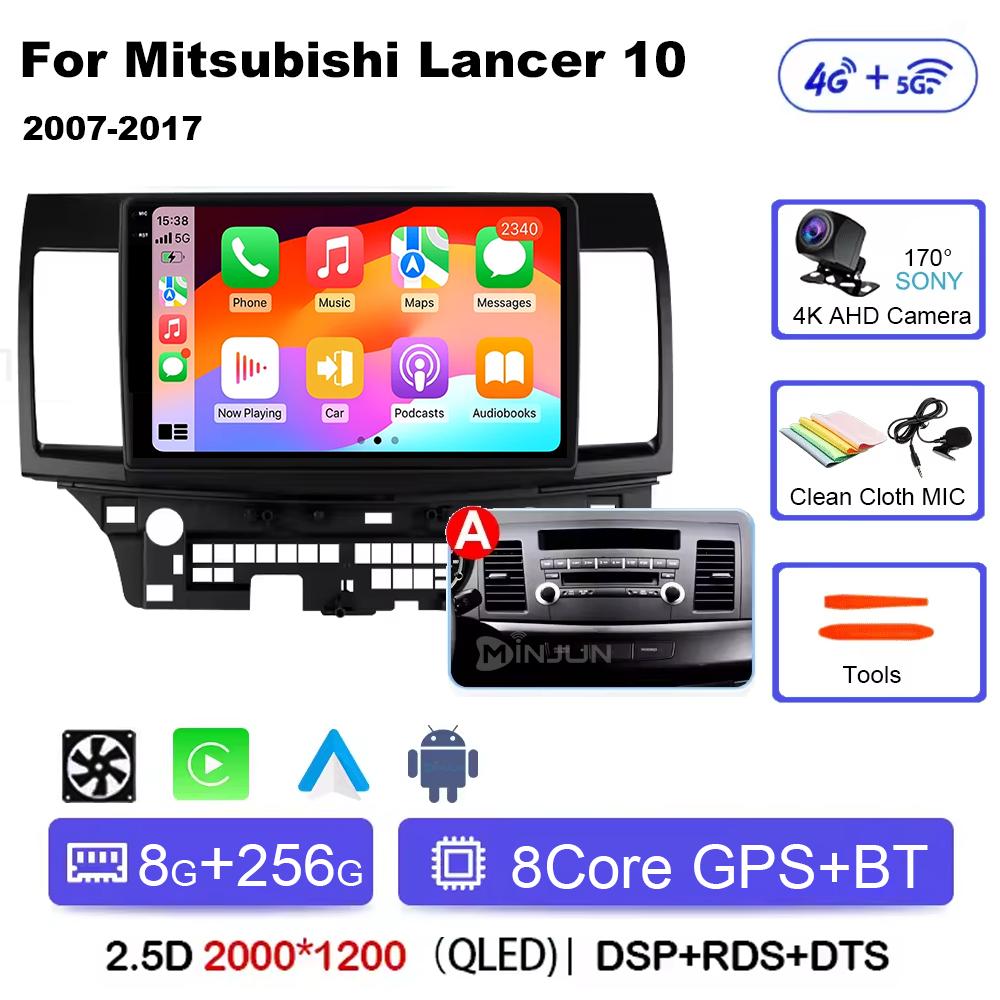 Android 14 Carplay Auto Автомагнитола Мультимедийный плеер Для Mitsubishi Lancer 2007-2013 Экран Qualcomm Авторадио Стерео Головное устройство