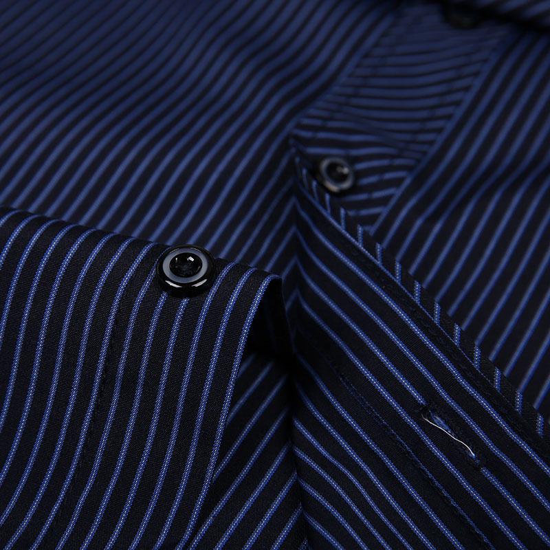 Полосатые мужские рубашки с длинным рукавом, классическая мужская повседневная рубашка с передним карманом