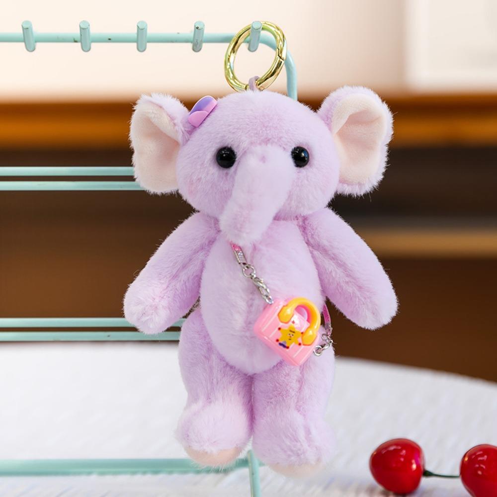 Cartoon Elephant Backpack Pendant With shoulder bag Lovely Elephant Plush Toy 15cm Cute Elephant Plush KeyChain