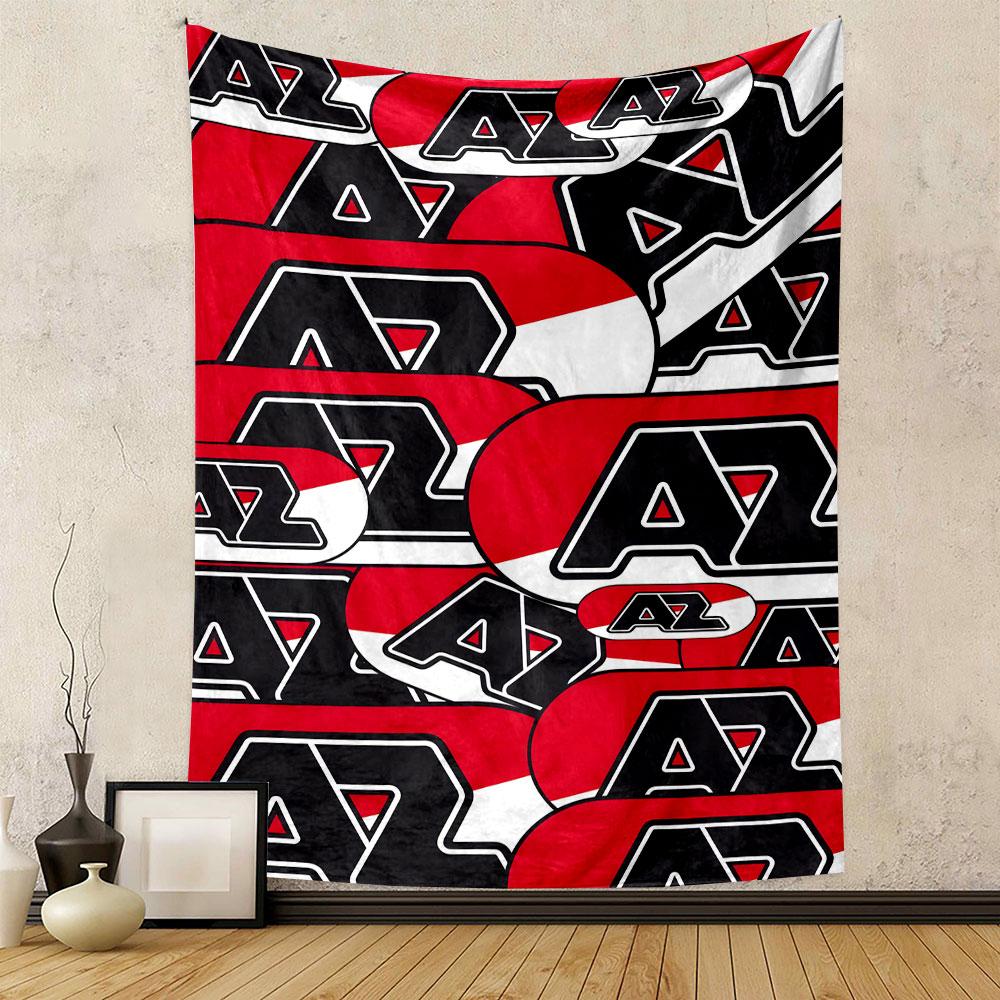 Bold Red and Black AZ Pattern Patterned Tapestry Decorative Wall Hanging, Home Bedroom Living Room Decor
