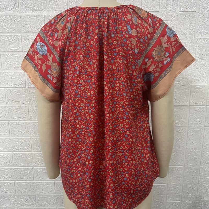 Женская летняя рубашка больших размеров, повседневная свободная рубашка с v-образным вырезом и коротким рукавом с принтом в знаменитом стиле