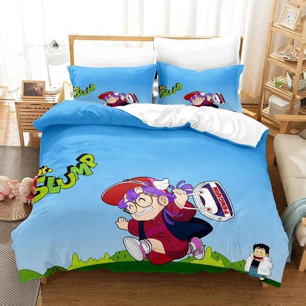 3D Cartoons Bed Sheet Set Kawaii Arale Bedding Set Single Twin Full Queen King Size Bed Set Adult Kid Bedroom Duvet Cover Sets