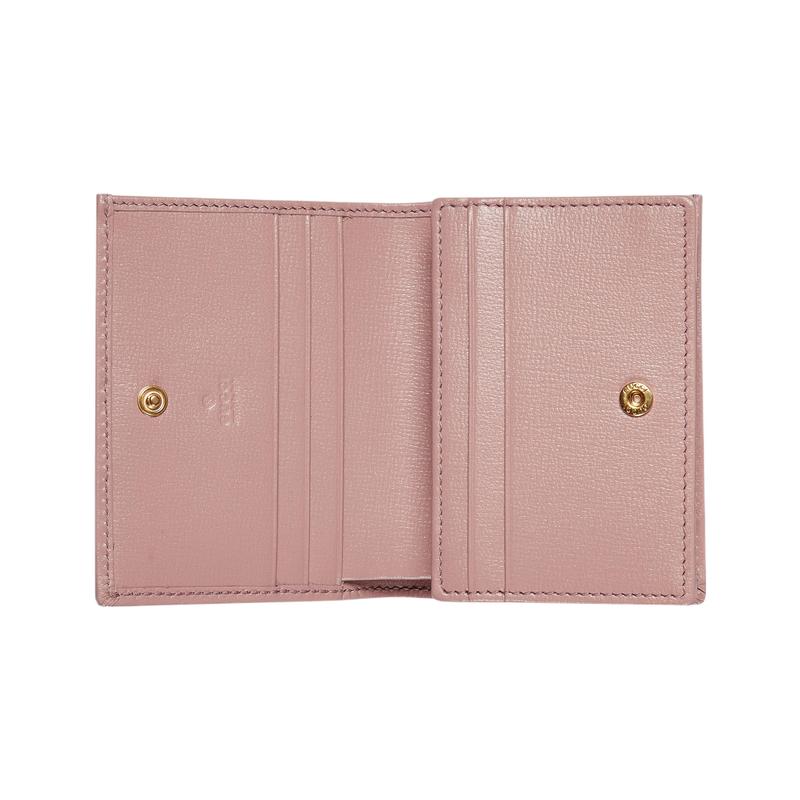 Gucci Horsebit 1955 Horsebit snap closure crystal gold tone accessories leather card holder wallet women's light pink