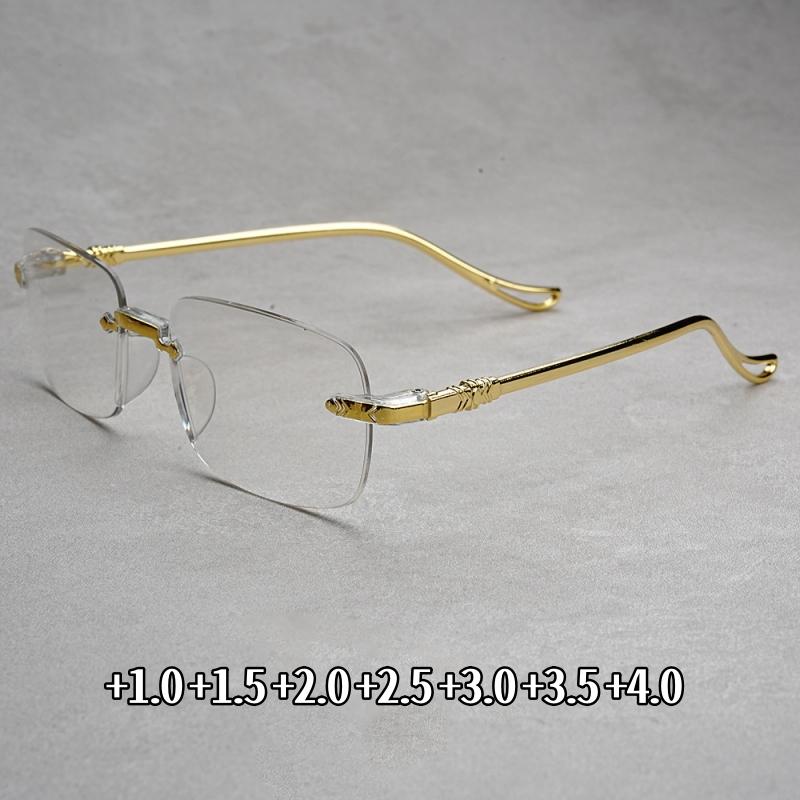Роскошные брендовые очки для чтения без оправы с защитой от синего света для женщин и мужчин, квадратные очки с дальнозоркостью высокой четкости, диоптрии от +1,0 до +4,0