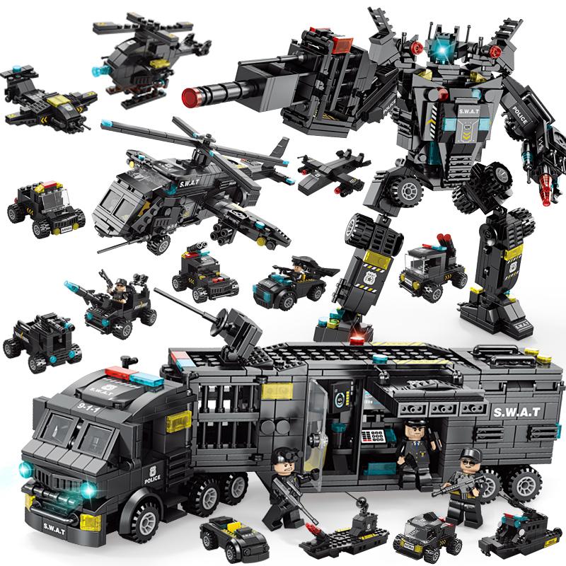 LELE Строительные блоки 700 шт. SWAT Block Toy Детские развивающие полицейские игрушки для мальчиков Кирпичи