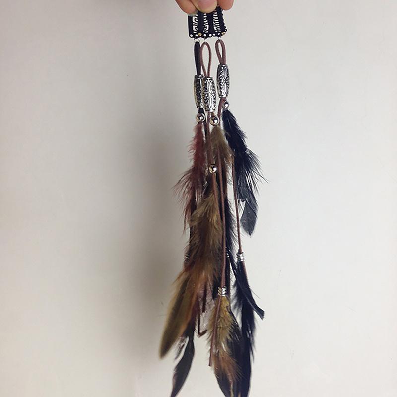 Заколка для волос с перьями, кожаная натуральная заколка для волос с перьями, головной убор в стиле ретро, аксессуар для волос с перьями, индийская заколка для волос с курицей в этническом стиле