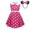 Нарядное платье в горошек для маленьких девочек, костюм на Хэллоуин, наряд для вечеринки по случаю дня рождения, с обручем для волос с мышиными ушками, ярко-розовый, возраст [Dressy Daisy] 3-4