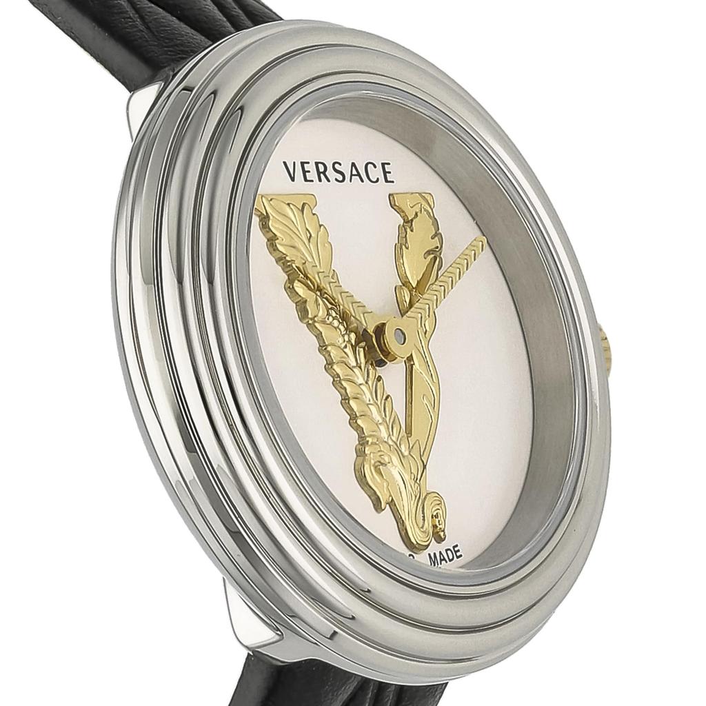 Часы Virtus Mini Dial Нержавеющая сталь Сапфировое стекло Кварцевые 28 мм Швейцарские часы VET300421 Черные [Versace] Белые/Золотые Женские [Товар]