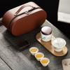 Suet jade white porcelain portable travel tea set small set kung fu cover bowl express cup one pot three cups with tea can