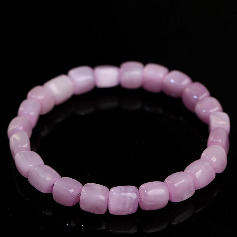 Браслет из кубических бусин натурального кунцита Hongchu Crystal Браслет из квадратных бусин фиолетового литиевого кварца (Кошачий глаз)