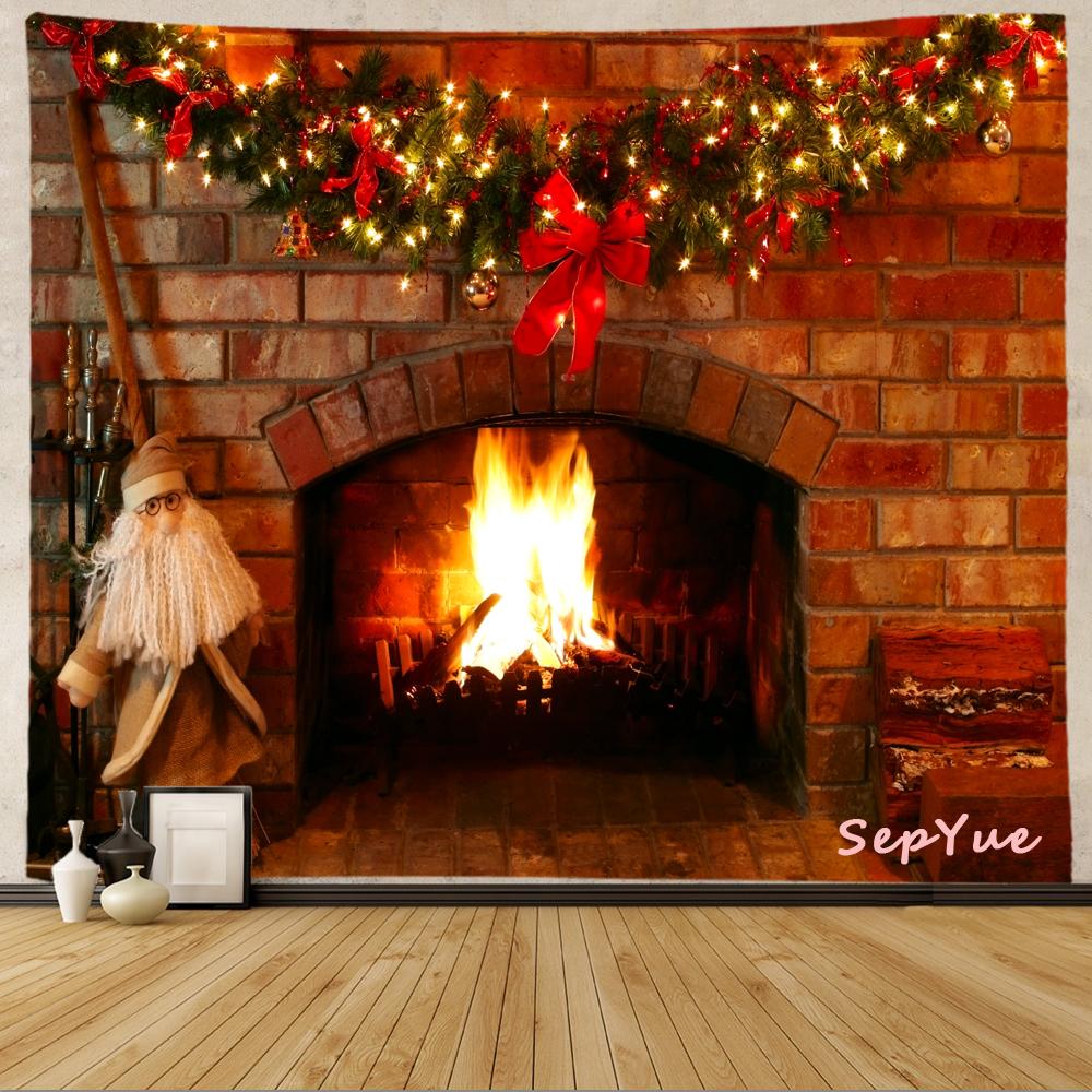 SepYue рождественские носки каминная елка праздничное украшение гобелен с принтом хиппи винтажный большой 3d тканевый настенный гобелен