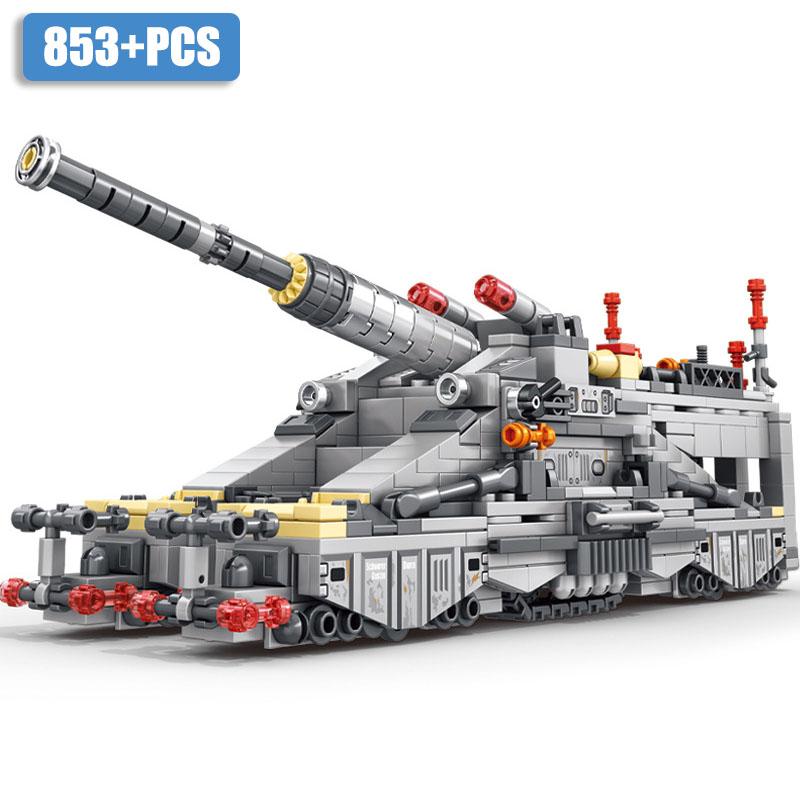 Военный MOC 853 детали Модель Schwerer Gustav Пушка Тяжелый Густав Строительные Блоки DIY С Танком Кубики Игрушки Для Детей Мальчиков