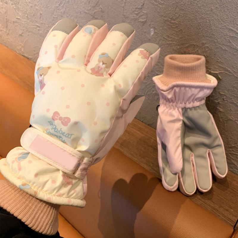 Womens Winter Ski Gloves Original Design Thick Fleece Lined Waterproof Outdoor Cycling Warm Non-Slip Windproof Touchscreen