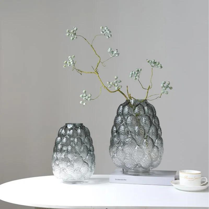 Стеклянная ваза Абстрактный зернистый градиент Ваза для цветов Гидропонные аксессуары Стеклянный террариум Аксессуары для украшения дома