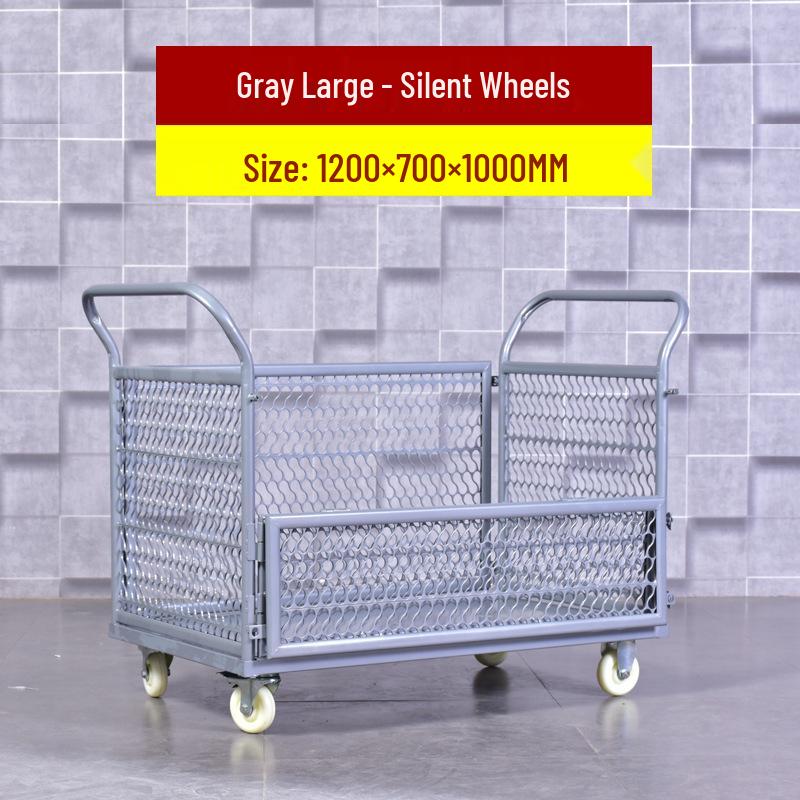 Stackable Guardrail Hand-Push Cart with Cover for Warehouse Logistics and Goods Handling