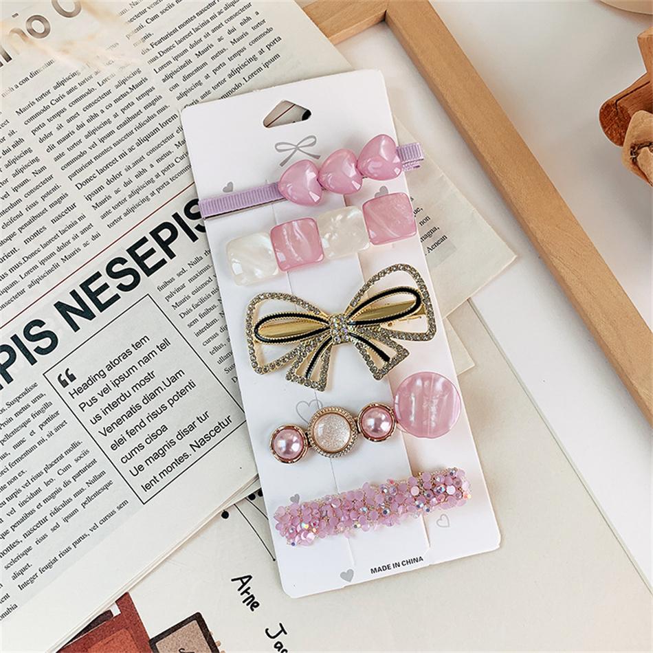 1Set Handmade Pearls Hair Clips Pin for Women Fashion Geometric Heart Barrettes Headwear Girls Sweet Hairpins Hair Accessories