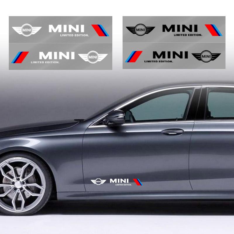 2pcs Car 3D Stickers Auto Side Body Sports Sticker Decals Car Accessories For Mini Cooper One S Clubman R50 R53 R56 R60 F55 F56 R57 R58 R59