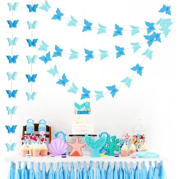 BEISHIDA 5Pcs Purple Lavender Butterfly Paper Garland Hanging Decorative Banner for Halloween Home Ceiling Decor Birthday Party Baby Shower Wedding