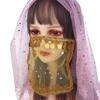 Indian Dance Sequins Women Performance Accessories Rhinestone Face Veils Mesh Belly Dance Costumes