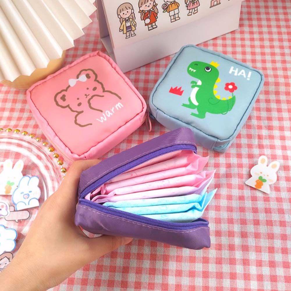 Organizer Cute Cartoon Pattern Sanitary Napkin Bag Lipstick Pouch Coin Purse Cosmetic Bag
