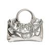 IELGY Women's Hand-held Pleated Bag, Chain Silver Messenger Cloud Bag