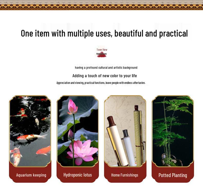 Цзиндэчжэньский аквариум для золотых рыбок: Напольный керамический водный объект для балкона, офиса или гостиной.