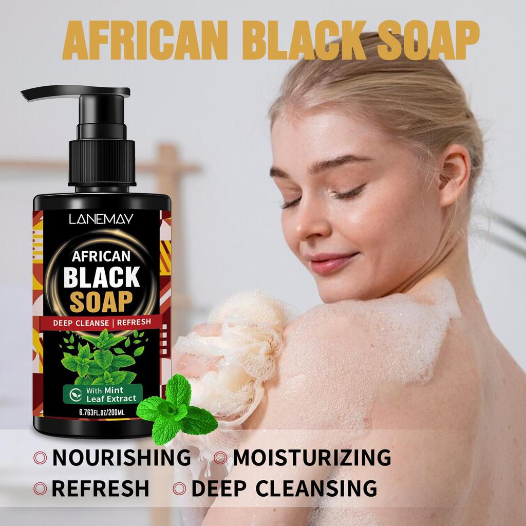 Гель для душа African Black Soap 200 мл - Глубокое увлажнение и питание кожи тела, ровный тон кожи - Легкая формула, подходит для всех типов кожи