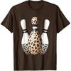 Leopard Cheetah Print Bowler Sport Graphic Bowling Pins T-Shirt